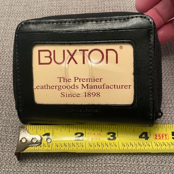 Buxton Black Leather Wallet with ID Window Accordion Credit Card & Coin Area - Picture 7 of 11